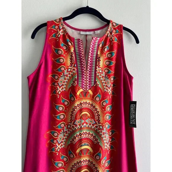 New York & Co Sleeveless Dress Women's Pink Batik Print NWT Size S - Picture 4 of 5